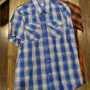 DIXXON Blue and White Plaid Casual Shirt